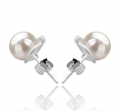 7-8mm di Perle Acqua Dolce Orecchini en Leslie Bianco