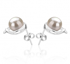 7-8mm di Perle Acqua Dolce Orecchini en Raina Bianco