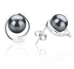 7-8mm di Perle Acqua Dolce Orecchini en Raina Nero