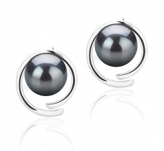 7-8mm di Perle Acqua Dolce Orecchini en Raina Nero