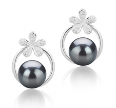 7-8mm di Perle Acqua Dolce Orecchini en Molly Nero