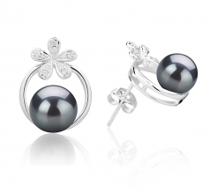 7-8mm di Perle Acqua Dolce Orecchini en Molly Nero