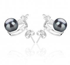 7-8mm di Perle Acqua Dolce Orecchini en Molly Nero
