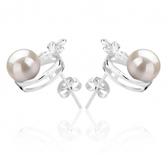 7-8mm di Perle Acqua Dolce Orecchini en Molly Bianco