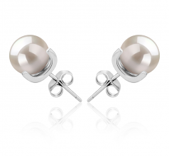 7-8mm di Perle Acqua Dolce Orecchini en Britt Bianco