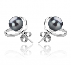 6-7mm di Perle Acqua Dolce Orecchini en Winna-cuore Nero