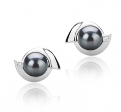 6-7mm di Perle Acqua Dolce Orecchini en Zorina Nero
