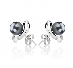 6-7mm di Perle Acqua Dolce Orecchini en Zorina Nero