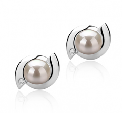 6-7mm di Perle Acqua Dolce Orecchini en Zorina Bianco