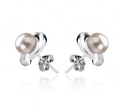 6-7mm di Perle Acqua Dolce Orecchini en Zorina Bianco