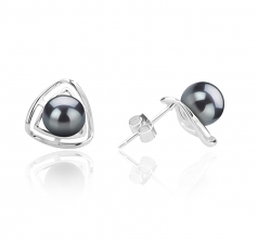 6-7mm di Perle Acqua Dolce Orecchini en Rowan Nero