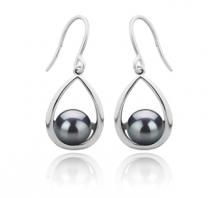 7-8mm di Perle Acqua Dolce Orecchini en Marcia Nero
