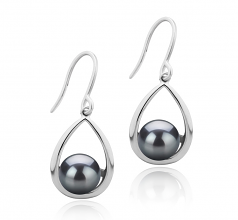 7-8mm di Perle Acqua Dolce Orecchini en Marcia Nero