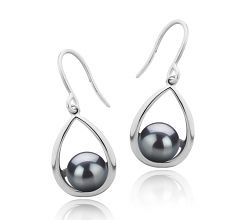 7-8mm di Perle Acqua Dolce Orecchini en Marcia Nero