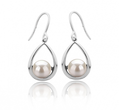 7-8mm di Perle Acqua Dolce Orecchini en Marcia Bianco