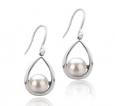 7-8mm di Perle Acqua Dolce Orecchini en Marcia Bianco