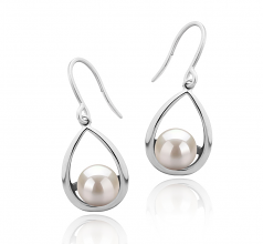 7-8mm di Perle Acqua Dolce Orecchini en Marcia Bianco