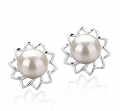 7-8mm di Perle Acqua Dolce Orecchini en Morgan Bianco