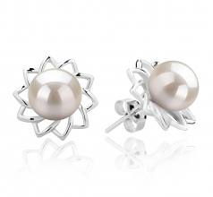 7-8mm di Perle Acqua Dolce Orecchini en Morgan Bianco