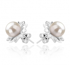 7-8mm di Perle Acqua Dolce Orecchini en Morgan Bianco