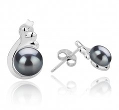 7-8mm di Perle Acqua Dolce Orecchini en Bikita Nero