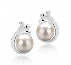 7-8mm di Perle Acqua Dolce Orecchini en Bikita Bianco