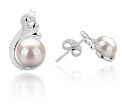 7-8mm di Perle Acqua Dolce Orecchini en Bikita Bianco