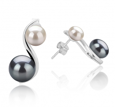 5-8mm di Perle Acqua Dolce Orecchini en Elida Nero