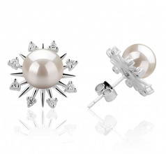 7-8mm di Perle Acqua Dolce Orecchini en Natasha Bianco