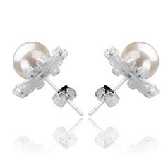 7-8mm di Perle Acqua Dolce Orecchini en Natasha Bianco