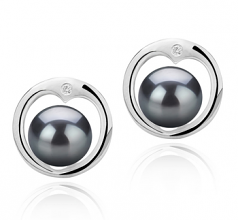 6-7mm di Perle Acqua Dolce Orecchini en Sharon Nero