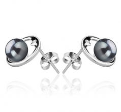 6-7mm di Perle Acqua Dolce Orecchini en Sharon Nero