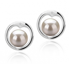 6-7mm di Perle Acqua Dolce Orecchini en Sharon Bianco