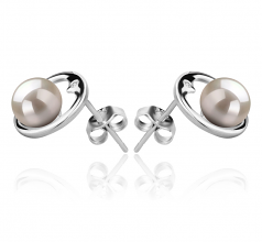 6-7mm di Perle Acqua Dolce Orecchini en Sharon Bianco