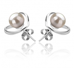 6-7mm di Perle Acqua Dolce Orecchini en Winna-cuore Bianco