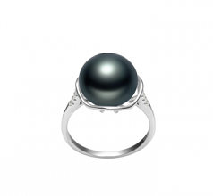 11-12mm di Perle Acqua Dolce Anello en Kalina Nero