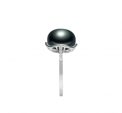 11-12mm di Perle Acqua Dolce Anello en Kalina Nero