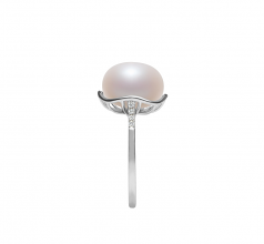 11-12mm di Perle Acqua Dolce Anello en Kalina Bianco