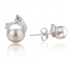 5-6mm di Perle Acqua Dolce Orecchini en Tanita Bianco