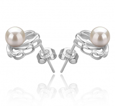 5-6mm di Perle Acqua Dolce Orecchini en Principessa Bianco