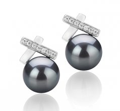7-8mm di Perle Acqua Dolce Orecchini en Klarita Nero