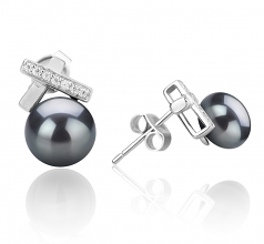 7-8mm di Perle Acqua Dolce Orecchini en Klarita Nero