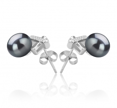 7-8mm di Perle Acqua Dolce Orecchini en Klarita Nero