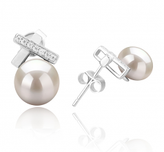 7-8mm di Perle Acqua Dolce Orecchini en Klarita Bianco