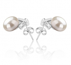 7-8mm di Perle Acqua Dolce Orecchini en Klarita Bianco