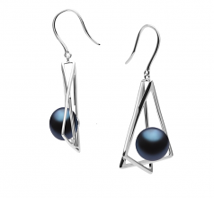 10-11mm di Perle Acqua Dolce Orecchini en Nichelle Nero