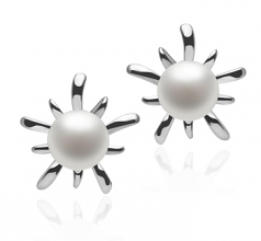 6-7mm di Perle Acqua Dolce Orecchini en Jamelia Bianco