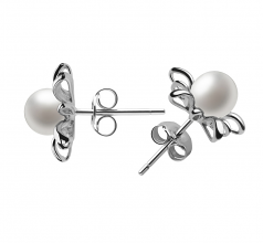 6-7mm di Perle Acqua Dolce Orecchini en Jamelia Bianco