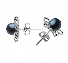 6-7mm di Perle Acqua Dolce Orecchini en Jamelia Nero