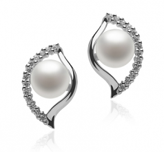 6-7mm di Perle Acqua Dolce Orecchini en Lilia Bianco